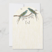 ティール（緑がかった色）ヴィンテージ鳥結婚式招待状 招待状 (裏面)