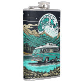 ティール（緑がかった色）ヴィンテージRVカンパーインザマウンテンズレトロ フラスク (右)