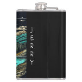 ティール（緑がかった色）ヴィンテージRVカンパーインザマウンテンズレトロ フラスク (裏面)