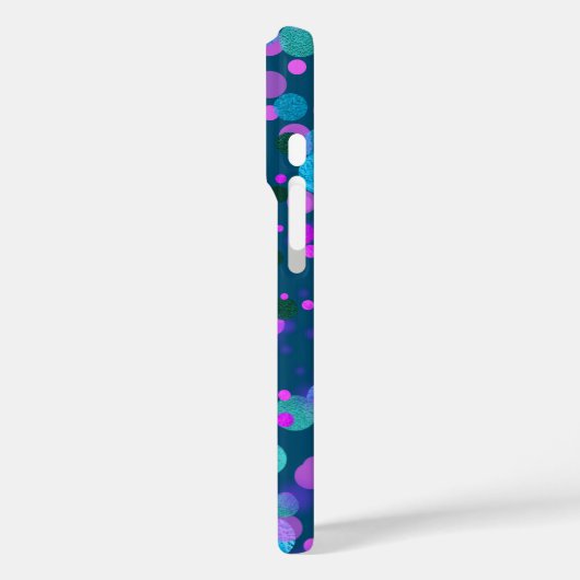 ティール(緑がかった色)上のモノグラムは青い紫の紙吹雪点を輝かせる Case-Mate iPhoneケース (裏面 / 左)