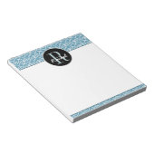 ティール(緑がかった色)上の手書きパターモノグラムのン ノートパッド (アングル)