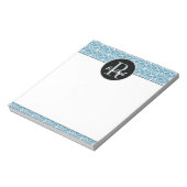 ティール(緑がかった色)上の手書きパターモノグラムのン ノートパッド (回転)