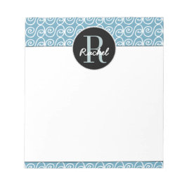 ティール（緑がかった色）上の手書きパターモノグラムのン ノートパッド