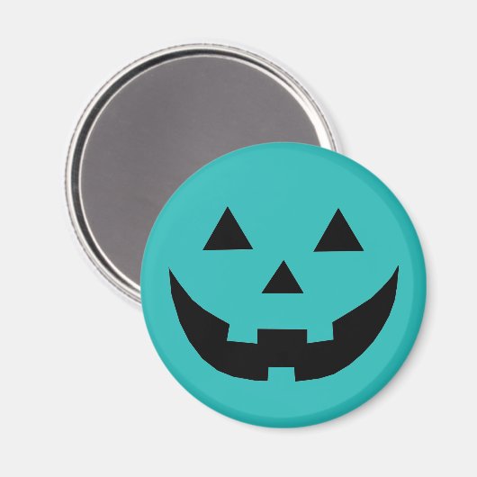 ティール(緑がかった色)不気味ハロウィーンのカボチャのちょうちんパンプキンハロウィーン マグネット (正面/裏面)