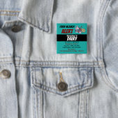 ティール（緑がかった色）乳製品アレルギー警告警告 缶バッジ (インサイチュ)