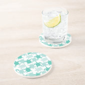 ティール（緑がかった色）亀の柄 コースター (側面)