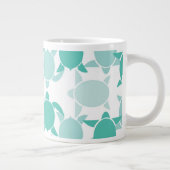 ティール(緑がかった色)亀の柄 ジャンボコーヒーマグカップ (右)