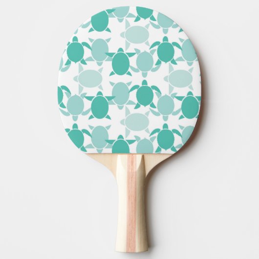 ティール（緑がかった色）亀の柄 卓球ラケット (正面)