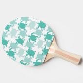 ティール（緑がかった色）亀の柄 卓球ラケット (横)