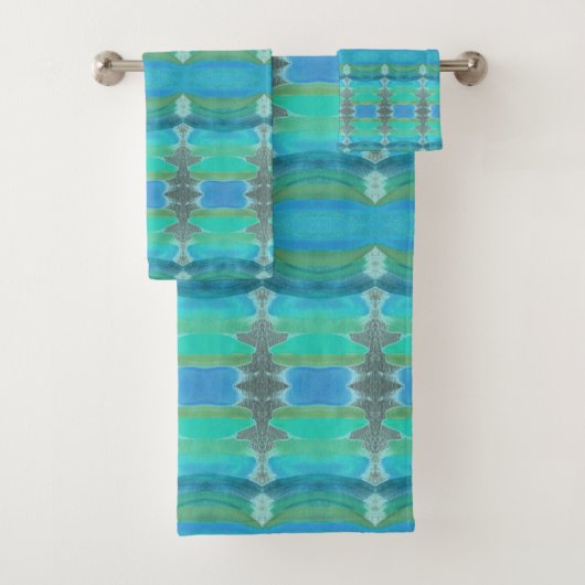 ティール（緑がかった色）付きターコイズタオル バスタオルセット (インサイチュ)