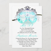 ティール(緑がかった色)仮装キンセアニェラ誕生日招待状 招待状 (正面/裏面)