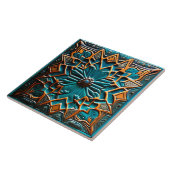 ティール(緑がかった色)伝統的とマスタード陶芸 タイル (側面)