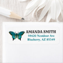 ティール（緑がかった色）伝統的タトゥーバタフライ