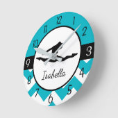 ティール（緑がかった色）体操の壁時計 ラウンド壁時計 (傾斜)