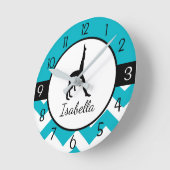 ティール（緑がかった色）体操の壁時計 ラウンド壁時計 (傾斜)