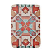 ティール(緑がかった色)先住民アメリカインディアン素朴部族パターン バスマット (正面縦)