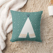 ティール(緑がかった色)先住民アメリカンピローティーピー クッション (ブランケット)