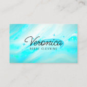 ティール(緑がかった色)光沢のあるオパール石の清掃ハウスメイド 名刺 (裏面)