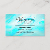 ティール(緑がかった色)光沢のあるオパール石の清掃ハウスメイド 名刺 (正面)