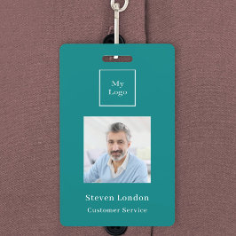 ティール（緑がかった色）写真の名前QRコードのビジネスロゴ バッジ