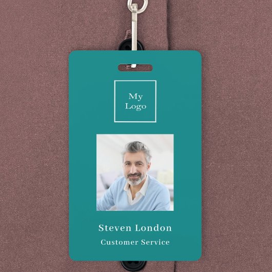 ティール（緑がかった色）写真の名前QRコードのビジネスロゴ バッジ