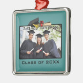 ティール(緑がかった色)写真の追加/年単位 メタルオーナメント (左)