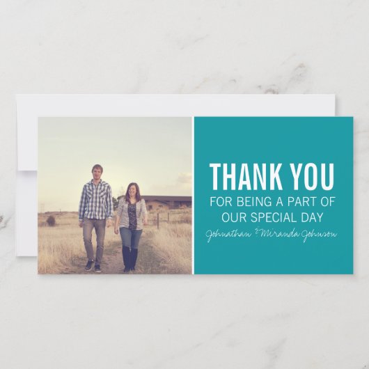 ティール（緑がかった色）写真サンキューカード サンキューカード (正面)