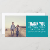 ティール（緑がかった色）写真サンキューカード サンキューカード (正面/裏面)