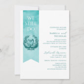 ティール（緑がかった色）写真結婚記念日招待状 招待状 (正面)