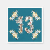 ティール（緑がかった色）写真13誕生日コラージュ黄色の花 スタンダードカクテルナプキン (正面)