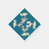 ティール（緑がかった色）写真13誕生日コラージュ黄色の花 スタンダードカクテルナプキン (角)