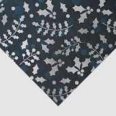 ティール（緑がかった色）《写真》ぼけ味と銀箔クリスマスホリー 薄葉紙 (詳細)