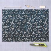 ティール（緑がかった色）《写真》ぼけ味と銀箔クリスマスホリー 薄葉紙 (クラフト)