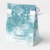 ティール（緑がかった色）《写真》ぼけ味雪雪の冬のベビースシャワー フェイバーボックス (裏面サイド)