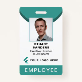 ティール（緑がかった色）写真ID QRコード従業員会社 バッジ