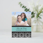 ティール(緑がかった色)写真Save the Date 結婚's Postcard 案内ポストカード (スタンド正面)