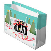 ティール（緑がかった色）冬のシーン ラージペーパーバッグ (正面アングル)