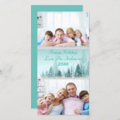 ティール(緑がかった色)冬の風景シーン2写真 – フォトカード シーズンカード (正面/裏面)