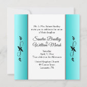 ティール（緑がかった色）列結婚式招待状 招待状 (正面)