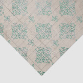 ティール（緑がかった色）動揺してダマスク 薄葉紙 (詳細)