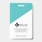 ティール（緑がかった色）医パーソナライズされた療従事者の写真IDとロゴ バッジ (裏面)