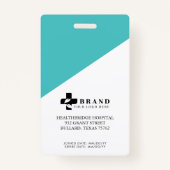 ティール（緑がかった色）医パーソナライズされた療従事者の写真IDとロゴ バッジ (裏面)