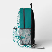 ティール（緑がかった色）医療アイコンのパターンのカスタマイズ可能な医療 プリントバックパック (右)