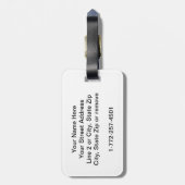 ティール（緑がかった色）千鳥格子のと黒 ラゲッジタグ (裏面縦)