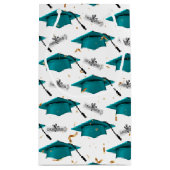 ティール（緑がかった色）卒業式キャップ（卒業証書） スモールペーパーバッグ (裏面)