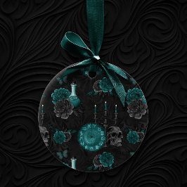 ティール(緑がかった色)〔占星術の〕十二宮図魔法 |グリーンゴシックスカルバラ セラミックオーナメント