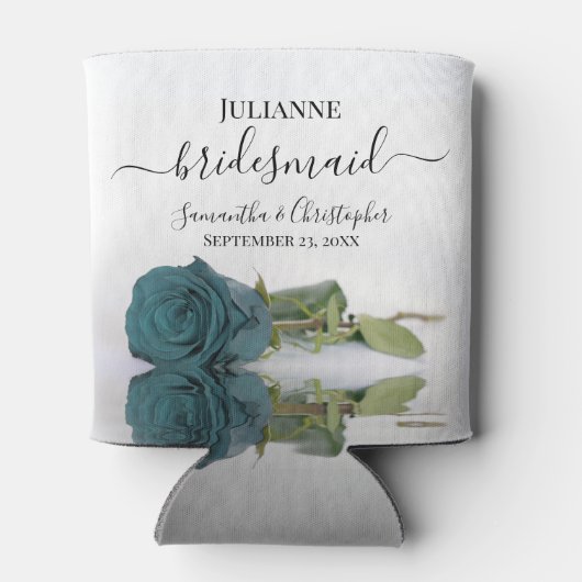 ティール（緑がかった色）又はダークアクアバラエレガントブリデスメ結婚イド 缶クーラー (裏面)