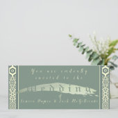 ティール(緑がかった色)及びアラビア風タイル結婚式招待状 招待状 (スタンド正面)