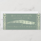 ティール(緑がかった色)及びアラビア風タイル結婚式招待状 招待状 (正面)