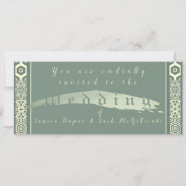 ティール(緑がかった色)及びアラビア風タイル結婚式招待状 招待状